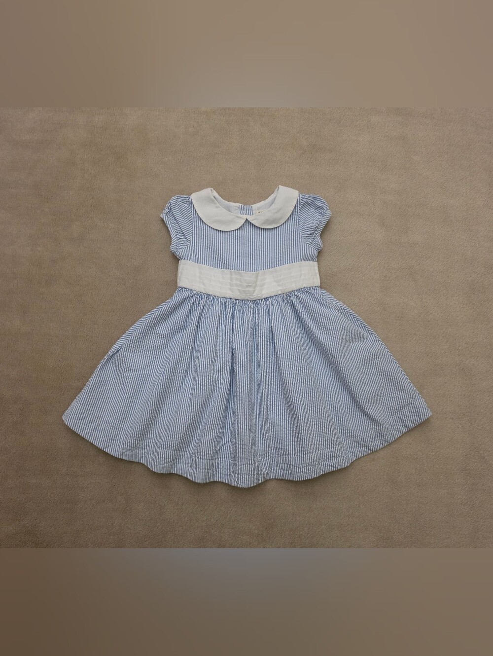 Hope & Henry Baby Girl Striped Seersucker Peter Pan Collar Dress Size 12-18M